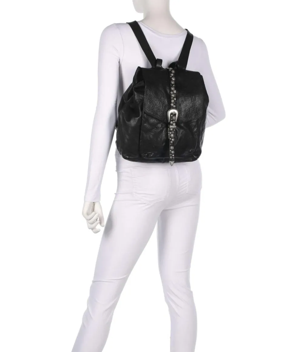Rucksack genarbtes Rindsleder schwarz