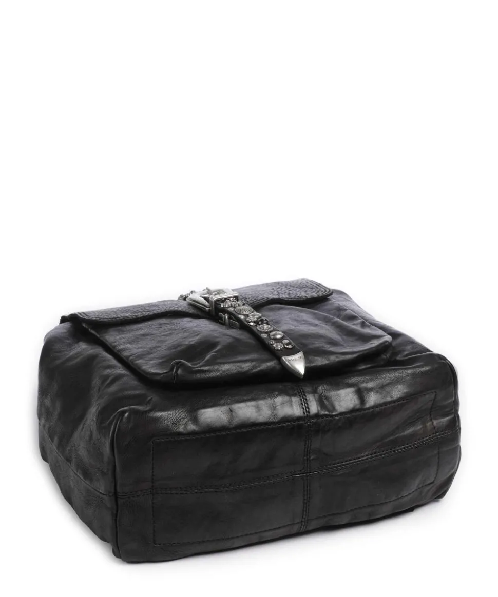 Rucksack genarbtes Rindsleder schwarz