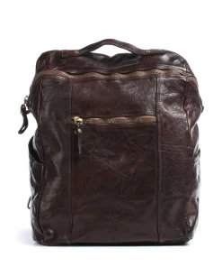 Rucksack glattes Rindsleder dunkelbraun