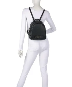 Rucksack Lederimitat schwarz