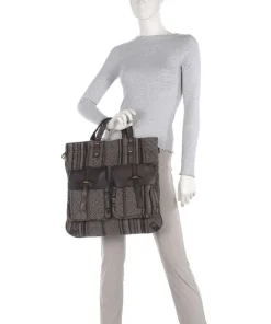 Rucksack-Tasche Baumwolle, genarbtes Rindsleder dunkelgrau