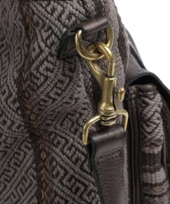 Rucksack-Tasche Baumwolle, genarbtes Rindsleder dunkelgrau