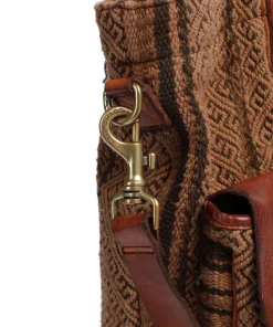 Rucksack-Tasche Baumwolle, genarbtes Rindsleder cognac