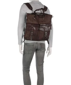 Rucksack-Tasche Canvas dunkelbraun