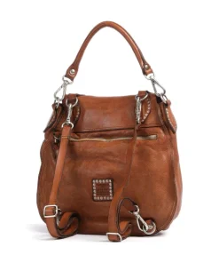 Rucksack-Tasche genarbtes Rindsleder braun