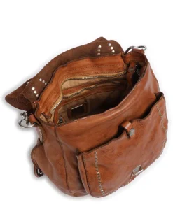 Rucksack-Tasche genarbtes Rindsleder braun