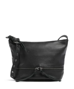 Run Around Umhängetasche genarbtes Leder schwarz