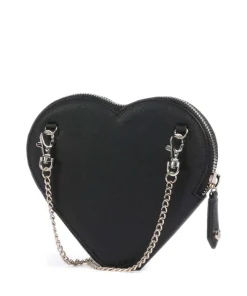 Saffiano Heart Umhängetasche fein genarbtes Rindsleder schwarz