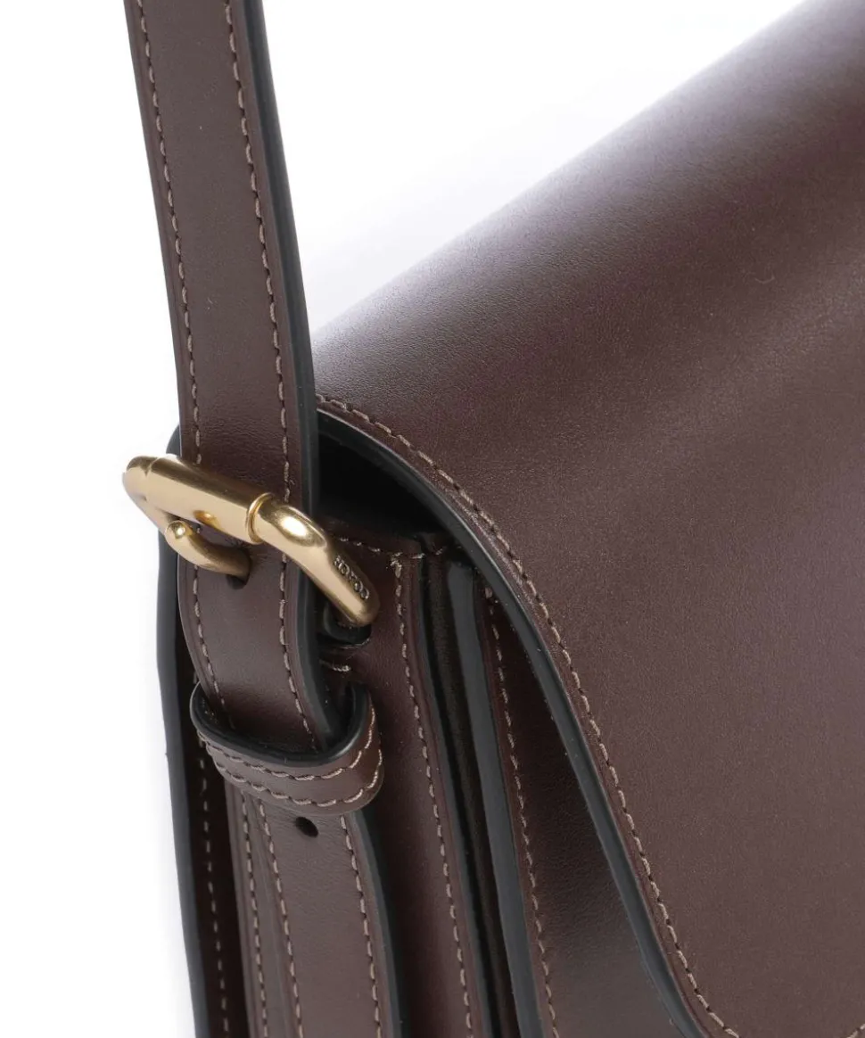 Sage Schultertasche fein genarbtes Rindsleder dunkelbraun