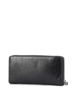 Sally Lack Distressed RFID Geldbörse Schafsleder schwarz