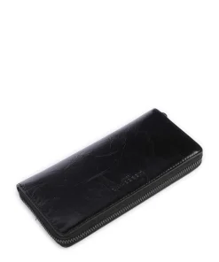 Sally Lack Distressed RFID Geldbörse Schafsleder schwarz