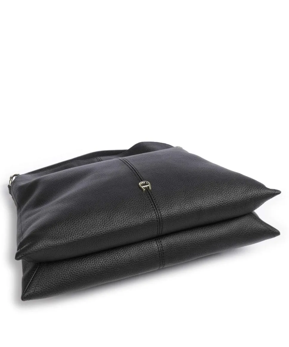 Savannah L Beuteltasche genarbtes Rindsleder schwarz