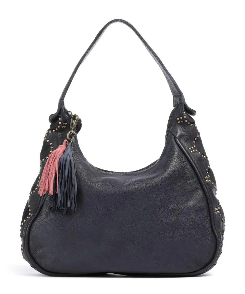 Schubertgasse 3 Schultertasche genarbtes Leder navy