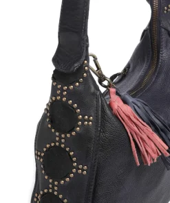 Schubertgasse 3 Schultertasche genarbtes Leder navy