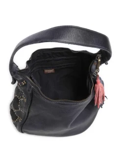 Schubertgasse 3 Schultertasche genarbtes Leder navy