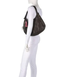 Schubertgasse 3 Schultertasche genarbtes Leder dunkelgrün