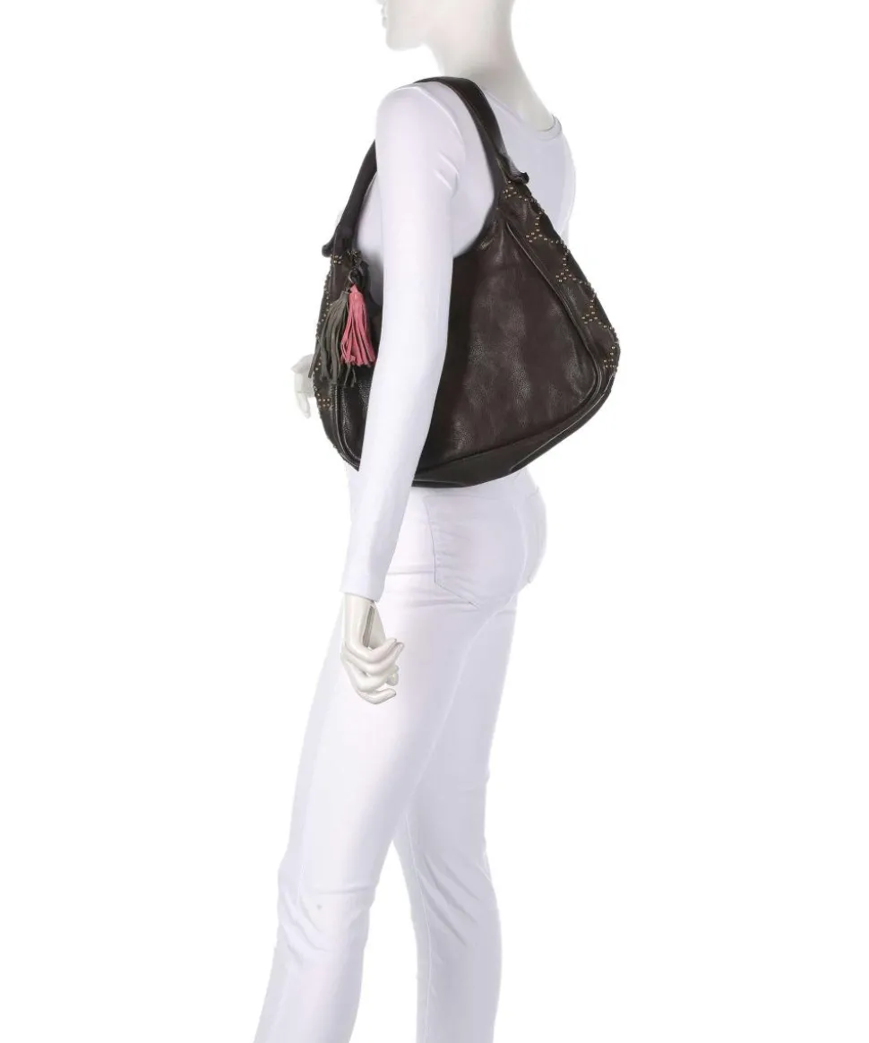 Schubertgasse 3 Schultertasche genarbtes Leder dunkelgrün