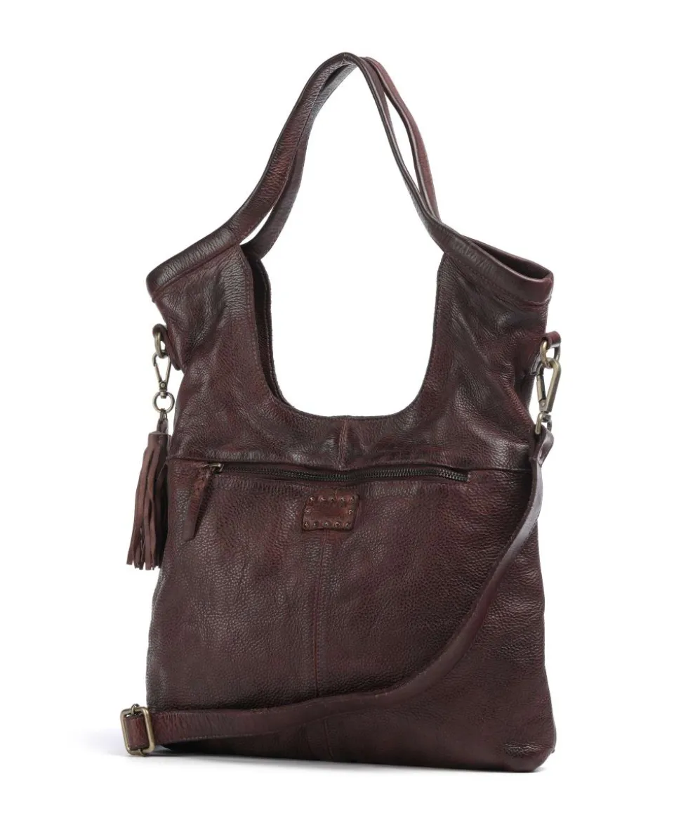 Schubertgasse 5 Shopper genarbtes Leder dunkelbraun