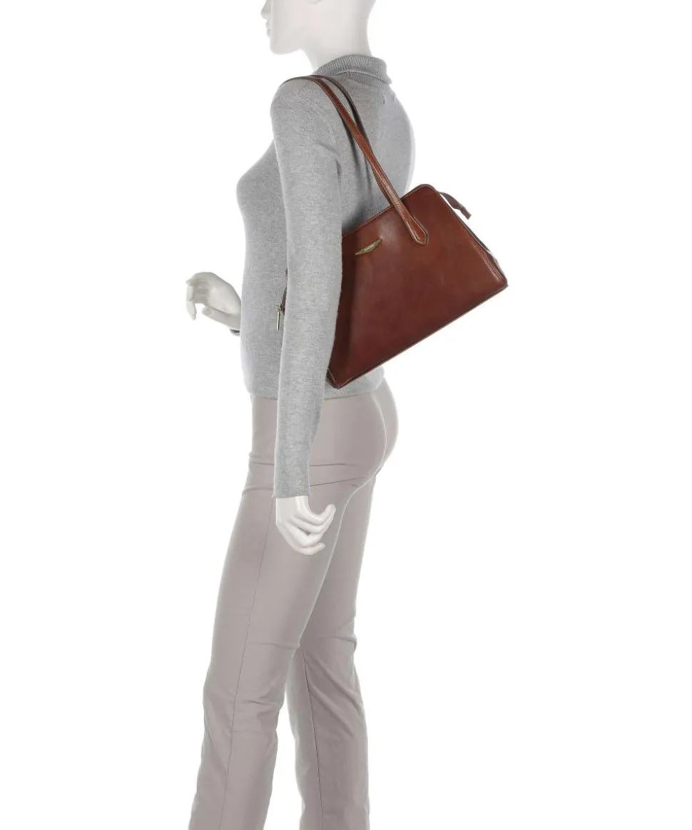 Schultertasche fein genarbtes Rindsleder braun