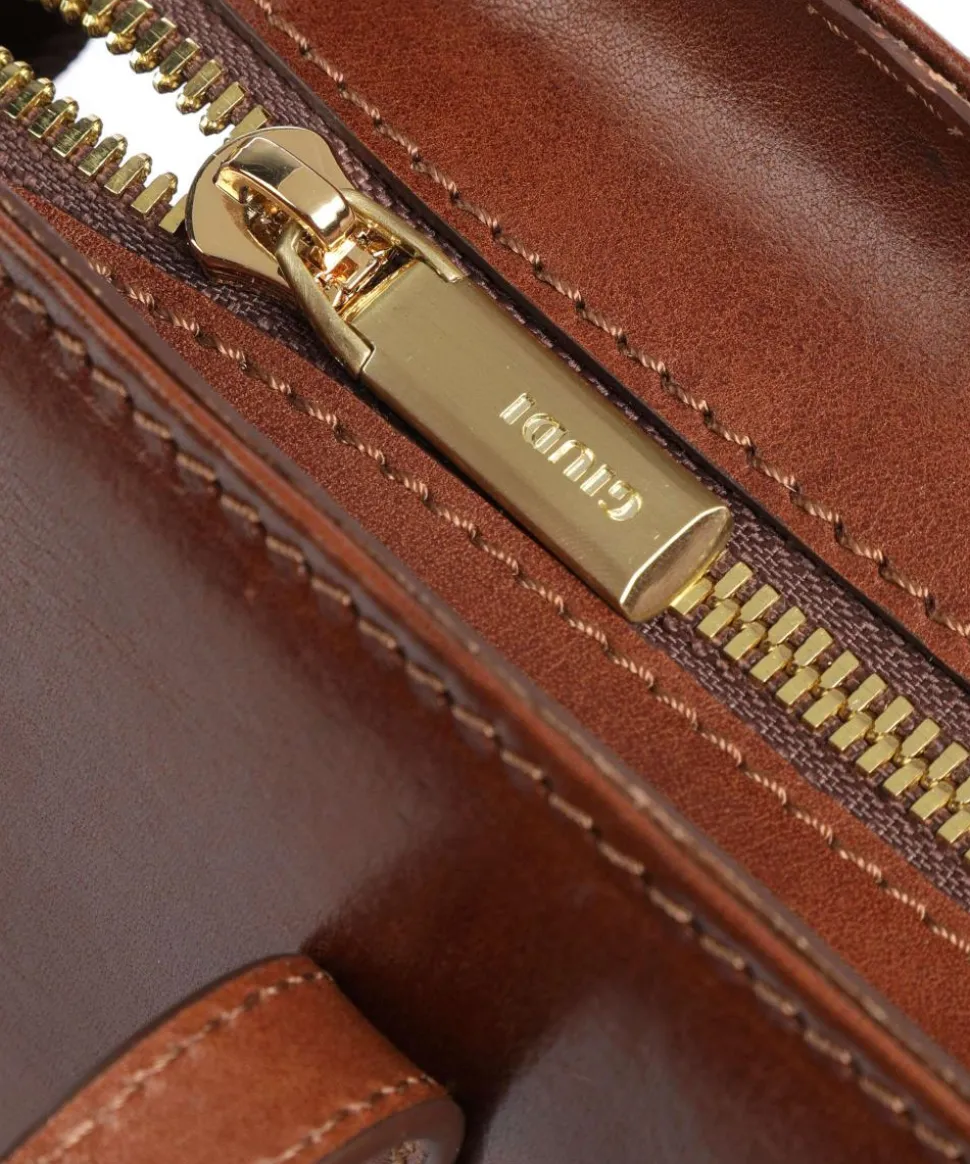 Schultertasche fein genarbtes Rindsleder braun