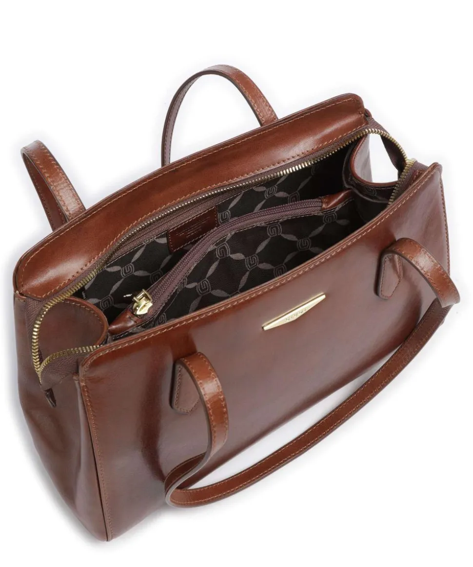 Schultertasche fein genarbtes Rindsleder braun