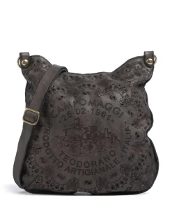 Schultertasche fein genarbtes Rindsleder dunkelgrau