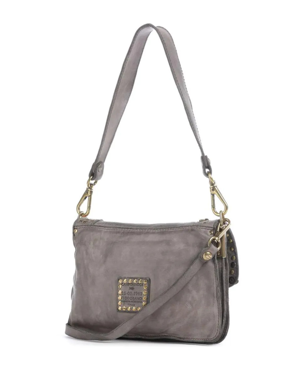 Schultertasche fein genarbtes Rindsleder grau