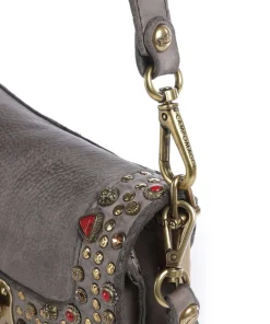 Schultertasche fein genarbtes Rindsleder grau