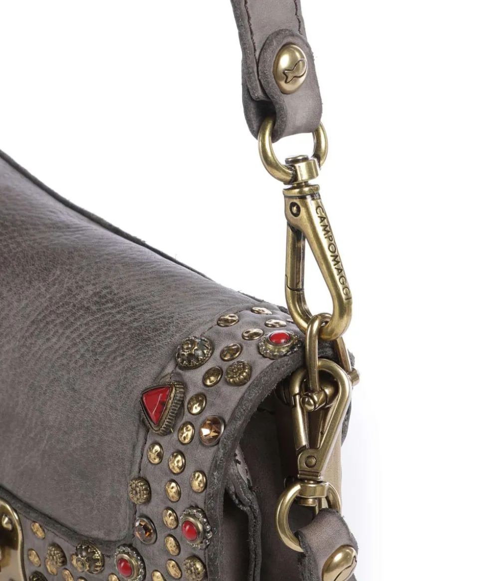 Schultertasche fein genarbtes Rindsleder grau