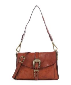 Schultertasche fein genarbtes Rindsleder cognac
