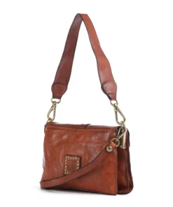 Schultertasche fein genarbtes Rindsleder cognac