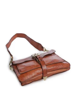 Schultertasche fein genarbtes Rindsleder cognac