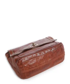 Schultertasche fein genarbtes Rindsleder cognac