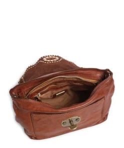Schultertasche fein genarbtes Rindsleder cognac
