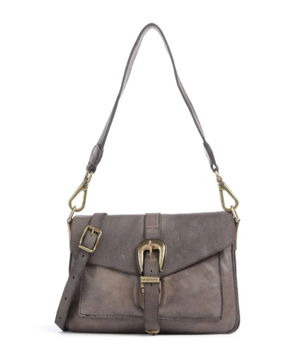 Schultertasche fein genarbtes Rindsleder stein