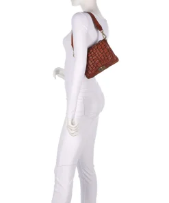 Schultertasche fein genarbtes Rindsleder cognac