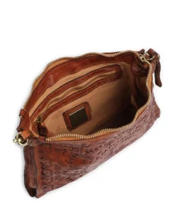 Schultertasche fein genarbtes Rindsleder cognac