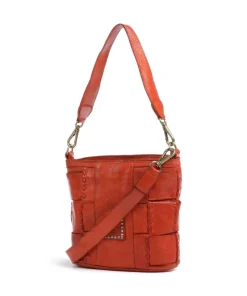 Schultertasche fein genarbtes Rindsleder orange