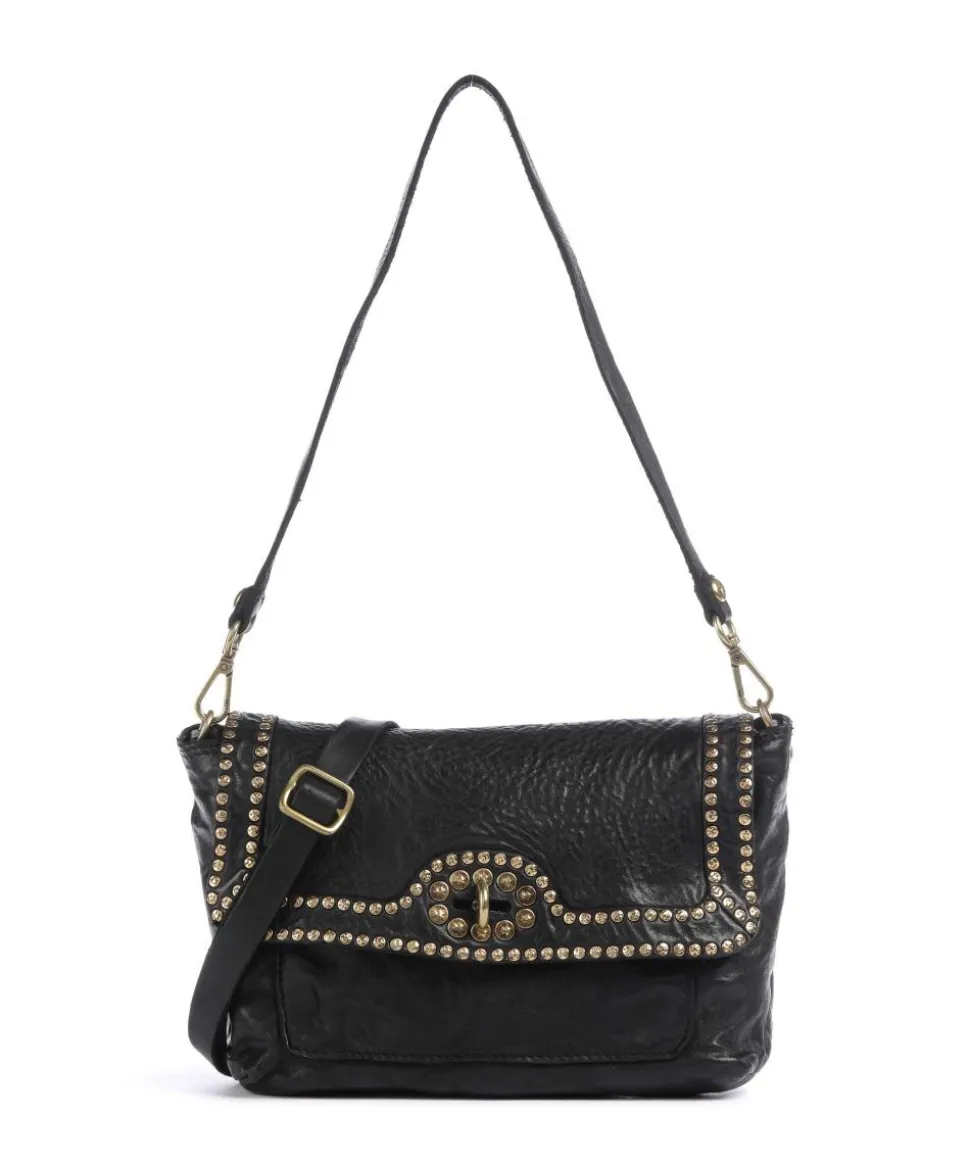 Schultertasche fein genarbtes Rindsleder schwarz