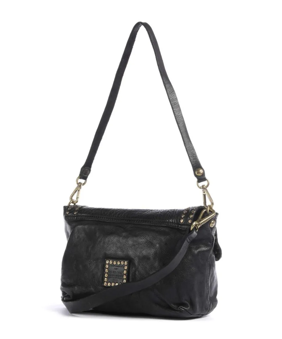 Schultertasche fein genarbtes Rindsleder schwarz