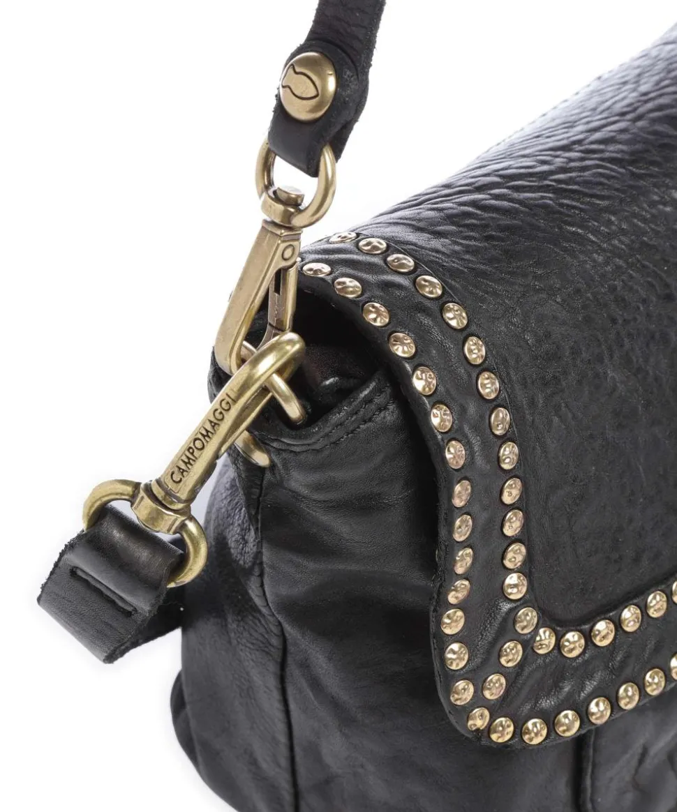 Schultertasche fein genarbtes Rindsleder schwarz