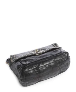 Schultertasche fein genarbtes Rindsleder schwarz