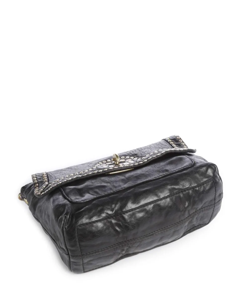 Schultertasche fein genarbtes Rindsleder schwarz