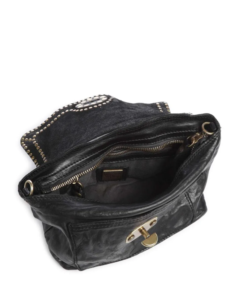 Schultertasche fein genarbtes Rindsleder schwarz