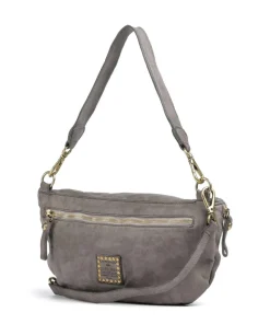 Schultertasche fein genarbtes Rindsleder grau