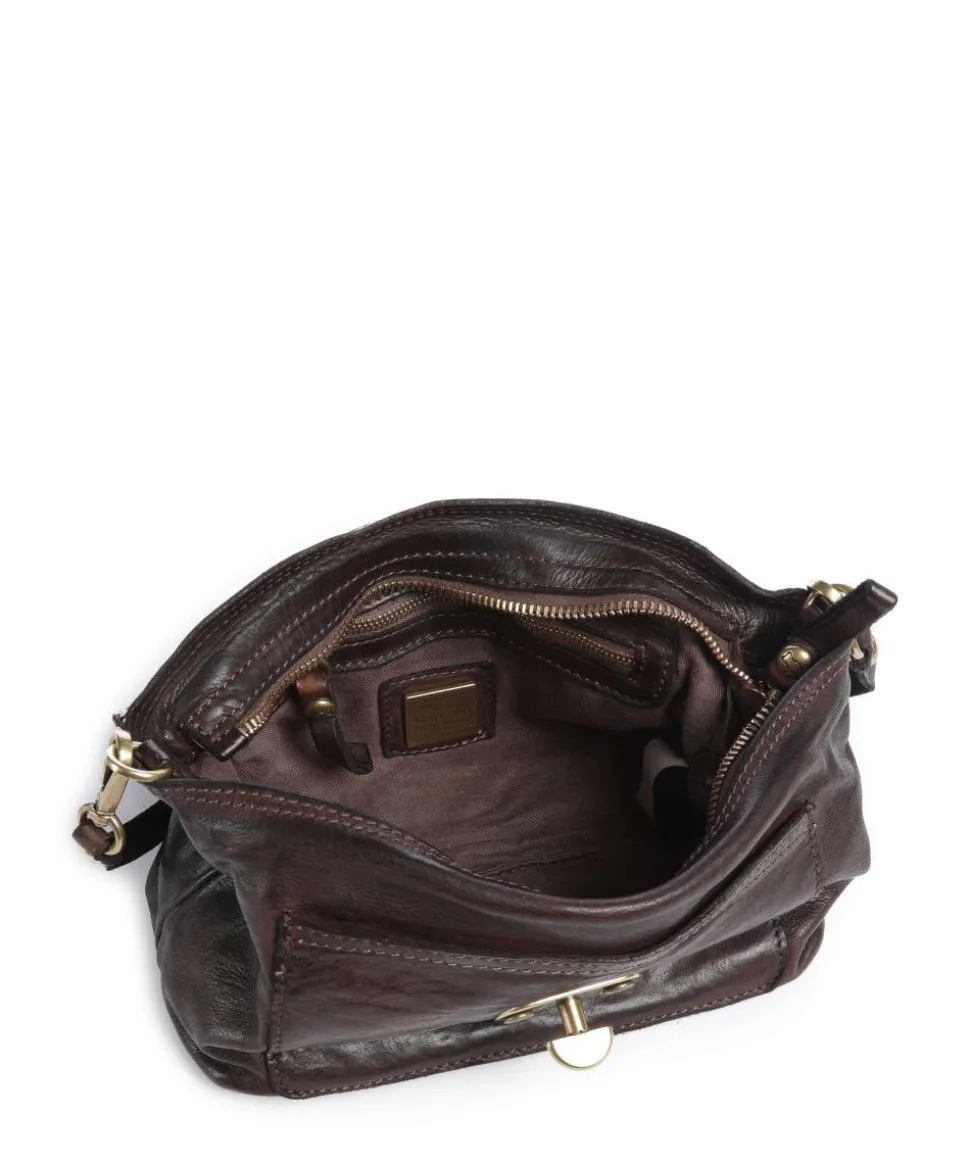 Schultertasche fein genarbtes Rindsleder dunkelbraun