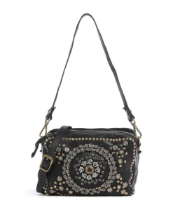 Schultertasche fein genarbtes Kalbsleder schwarz