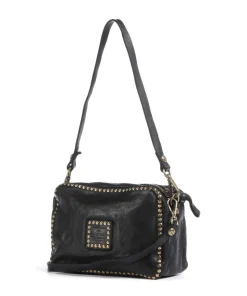 Schultertasche fein genarbtes Kalbsleder schwarz