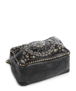 Schultertasche fein genarbtes Kalbsleder schwarz