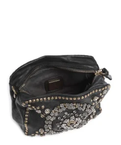 Schultertasche fein genarbtes Kalbsleder schwarz